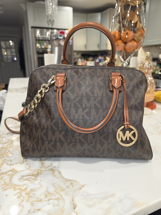 Michael Kors Handbags - Michael Kors Brown Signature MK Dome Satchel